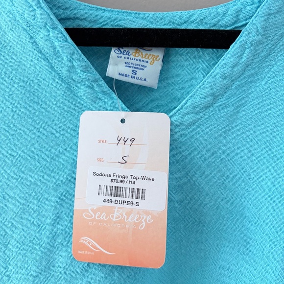 NWT Sea Breeze CA Sedona Fringe Cotton Top Small - Picture 2 of 7